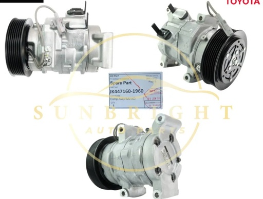 JK447160-1960 / كومبريسر تبريد بيكب هايلكس فيكو 05 - 15 2KD مع كلج COMPRESSOR HILUX 05-15 2KD W/CLTCH  / OEM-بلادي / Denso / Indonosia